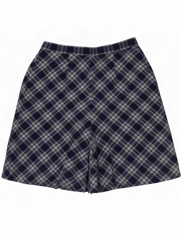 Vintage Short décontracté taille haute pour femme IT 42 Medium W24 Bleu marine à carreaux