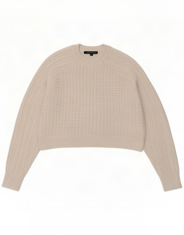French Connection Pull court à col rond pour femme UK 16 Large Blanc