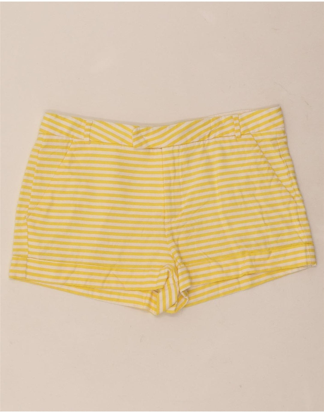 Zara Womens Hot Pants Small W26 Viscose à fines rayures jaune