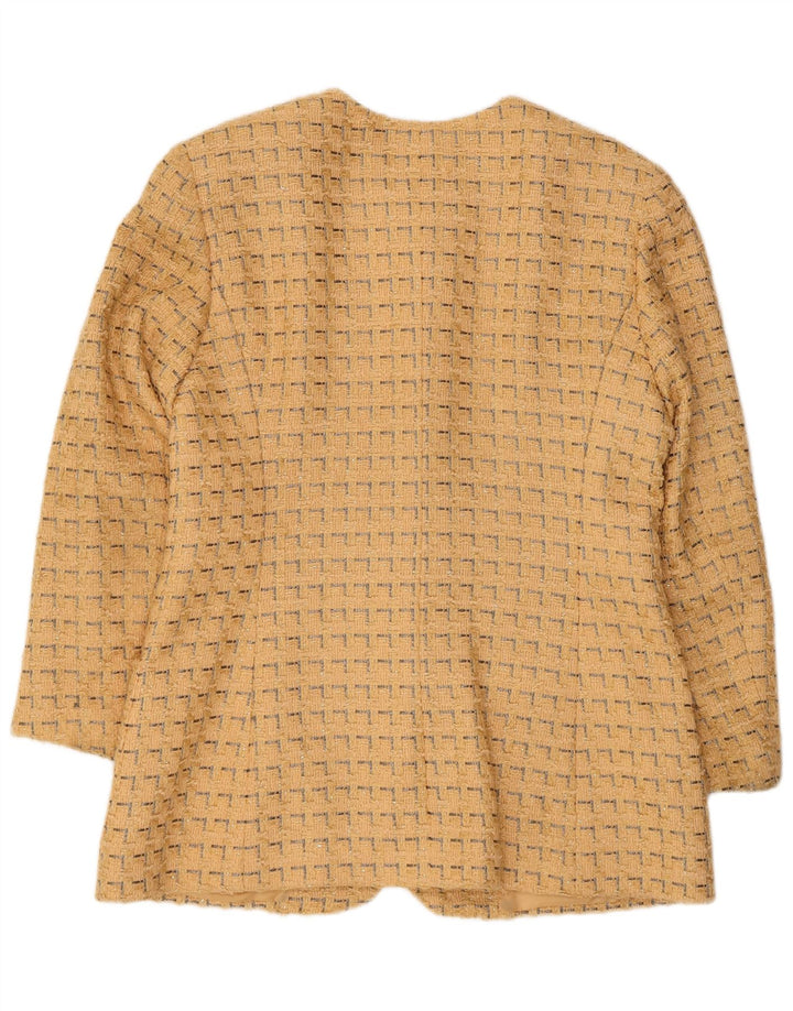 Jaeger Veste blazer à 5 boutons pour femme UK 12 en coton géométrique jaune moyen