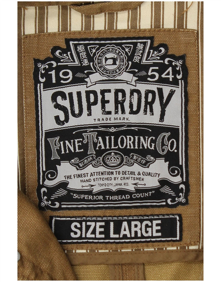SUPERDRY Veste utilitaire pour hommes UK 40 Large Beige Coton