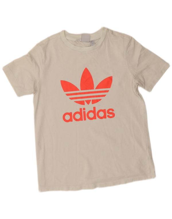 Adidas T-shirt graphique pour femme UK 12 en coton blanc moyen