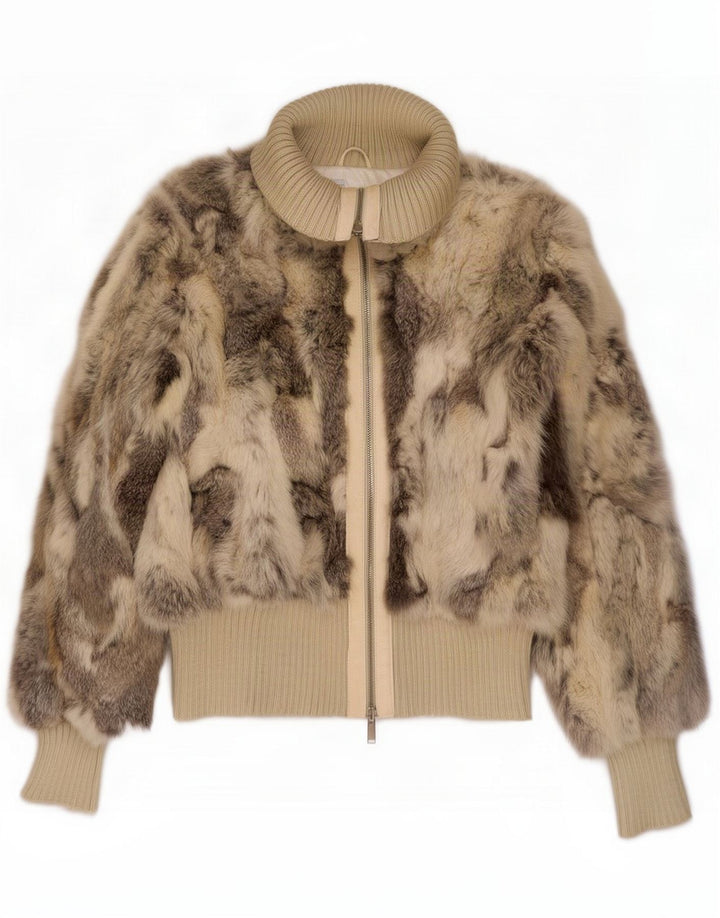 Conbipel Veste en fourrure pour femme UK 14 Large Cuir Beige