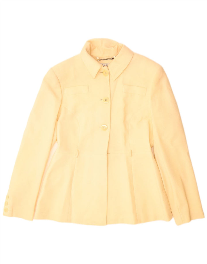 Karen Millen Veste blazer à 3 boutons pour femme UK 14 en laine vierge beige moyen