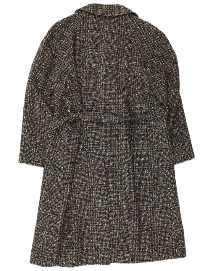 vintage Femme Pardessus IT 54 3XL Gris Check Virgin Wool