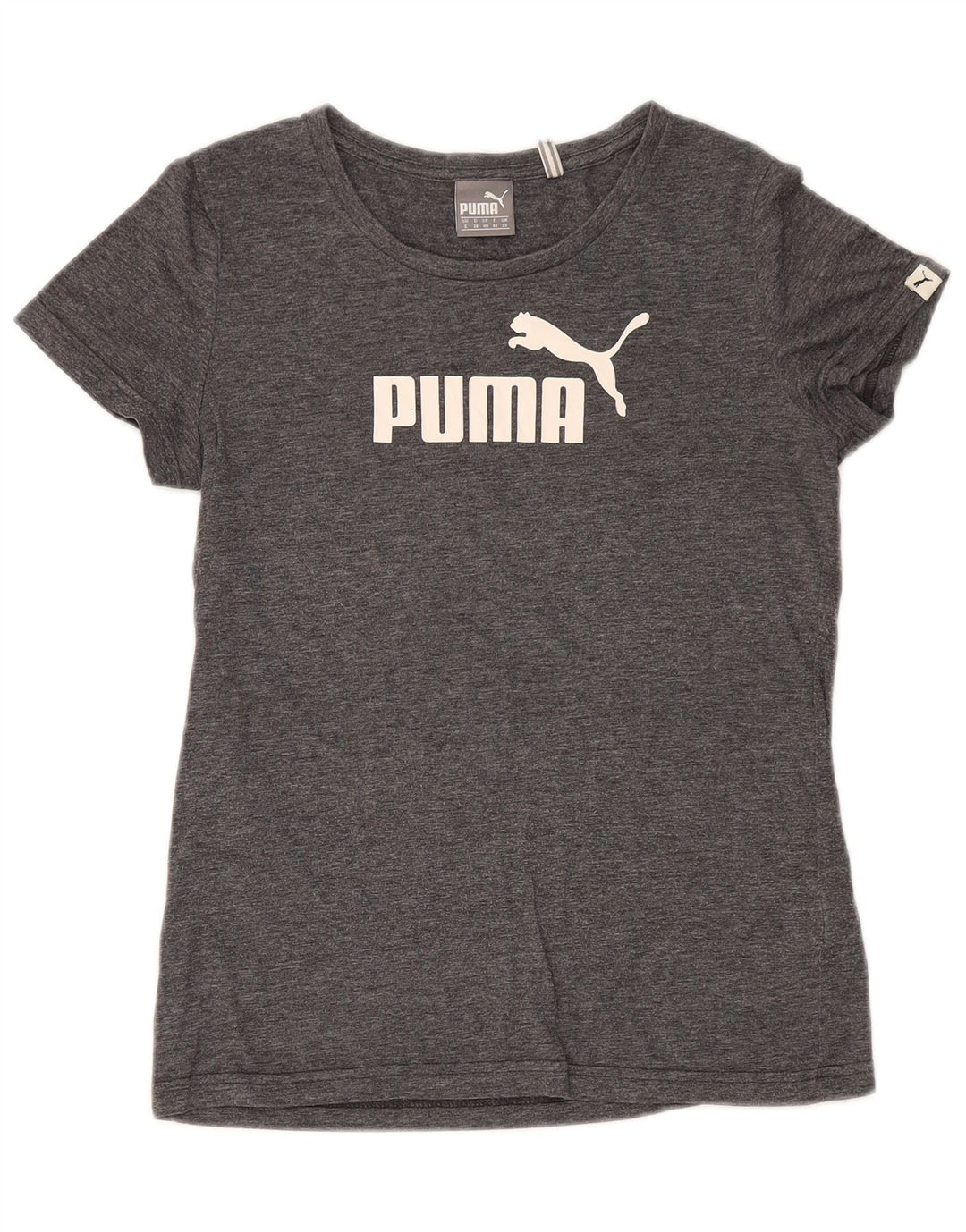 Puma T-shirt graphique pour femme UK 10 Small Gris Moucheté Polyester