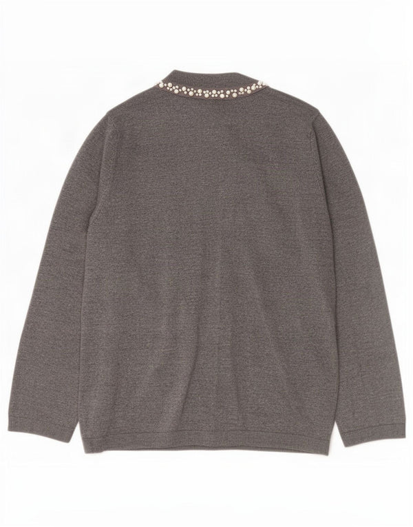 Zara Cardigan Femme Pull UK 14 Large Gris