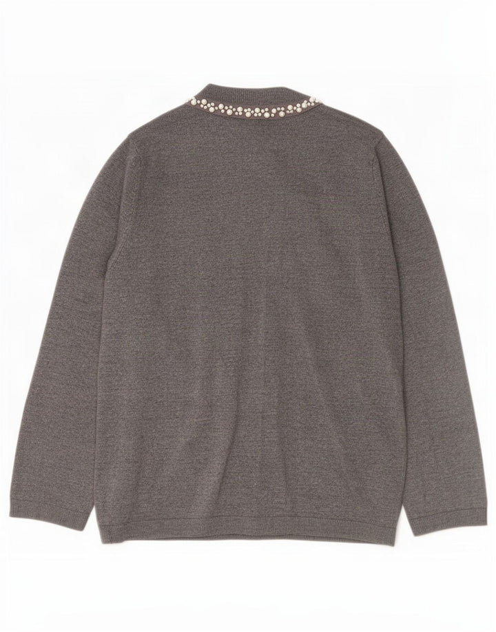 Zara Cardigan Femme Pull UK 14 Large Gris