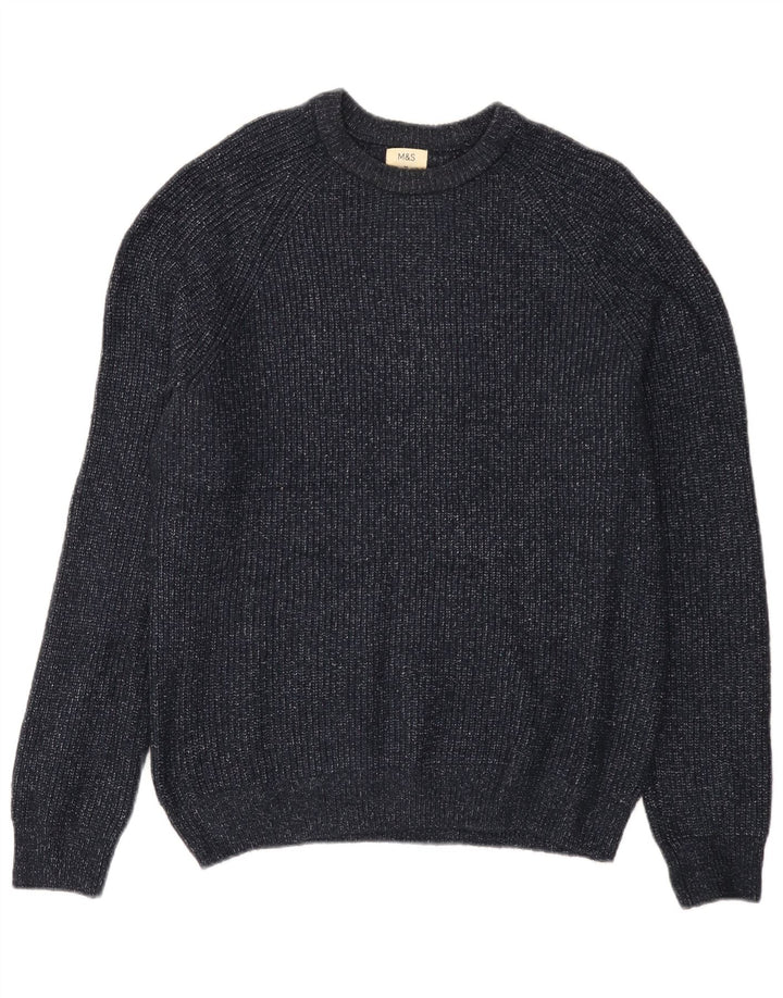 Marks & Spencer Pull col bateau pour homme Bleu marine moyen moucheté