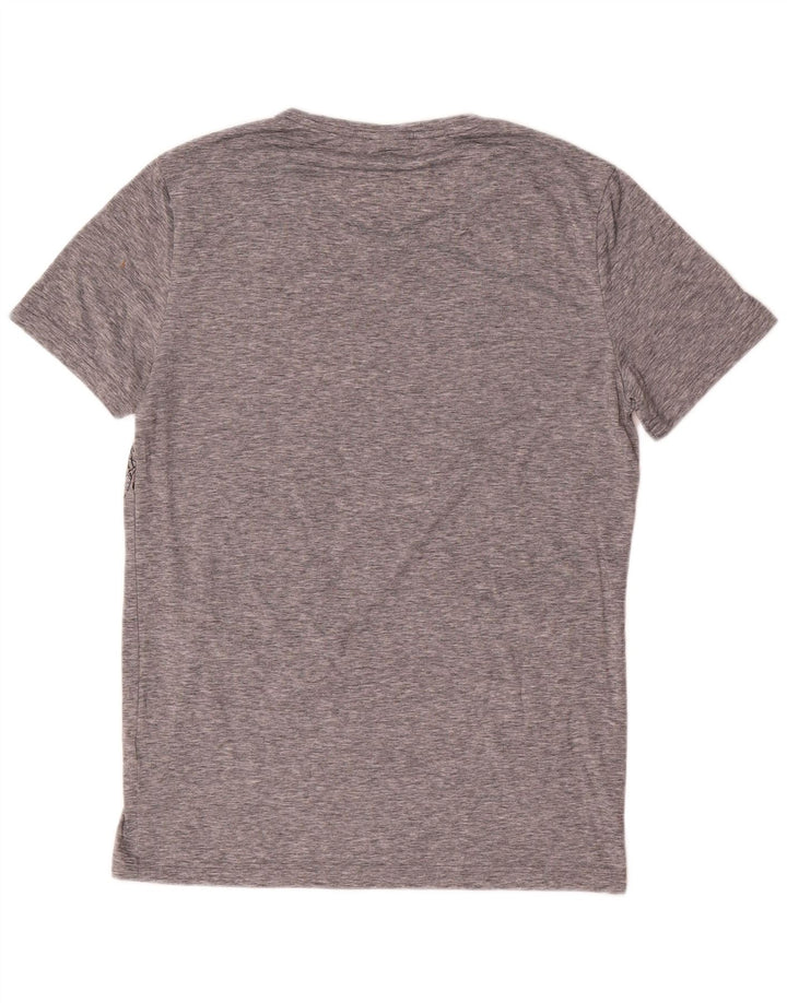 Hugo Boss Homme T-Shirt Top Gris Moyen Géométrique Polyester