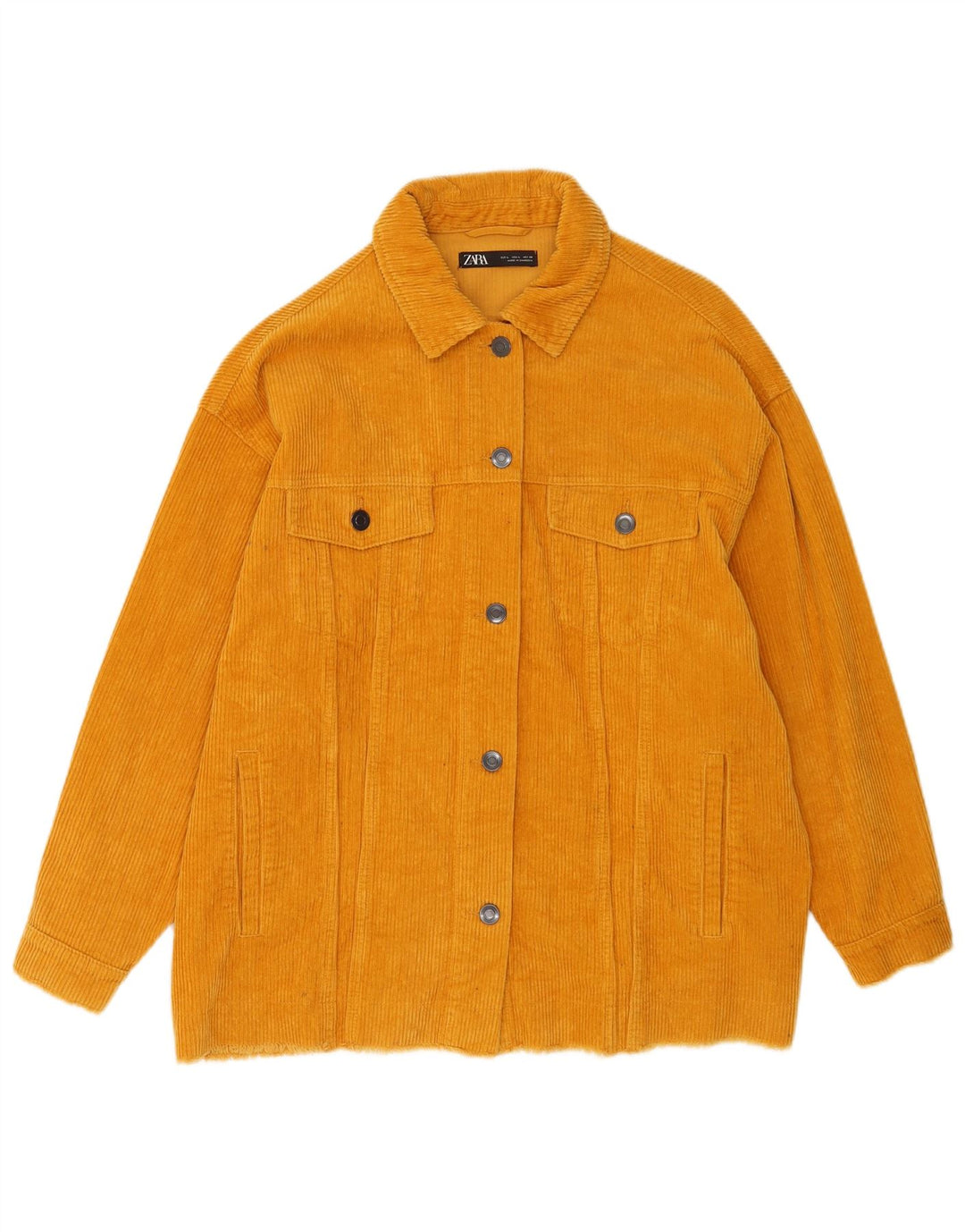 Zara Veste surdimensionnée en velours côtelé pour femme UK 16 Grand coton jaune