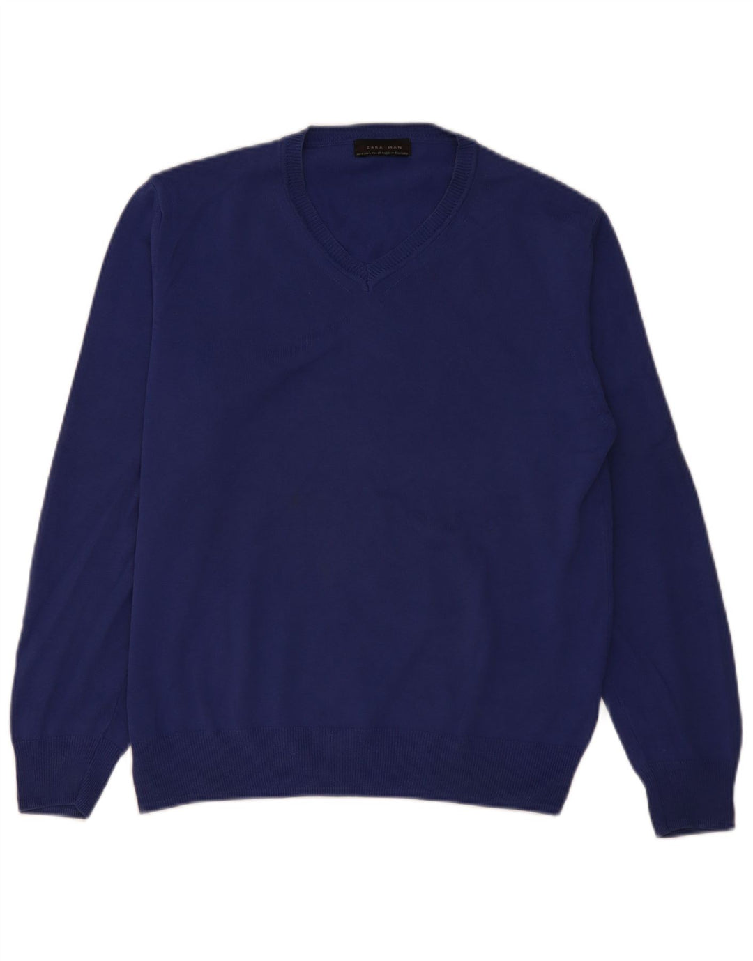 Zara Pull col V pour hommes, grand, bleu