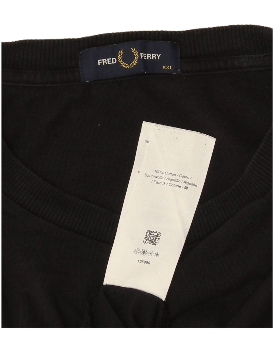 FRED PERRY T-Shirt Graphique Homme Top 2XL Coton Noir