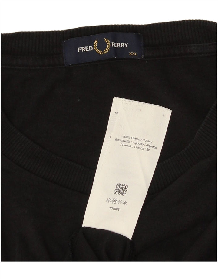 FRED PERRY T-Shirt Graphique Homme Top 2XL Coton Noir