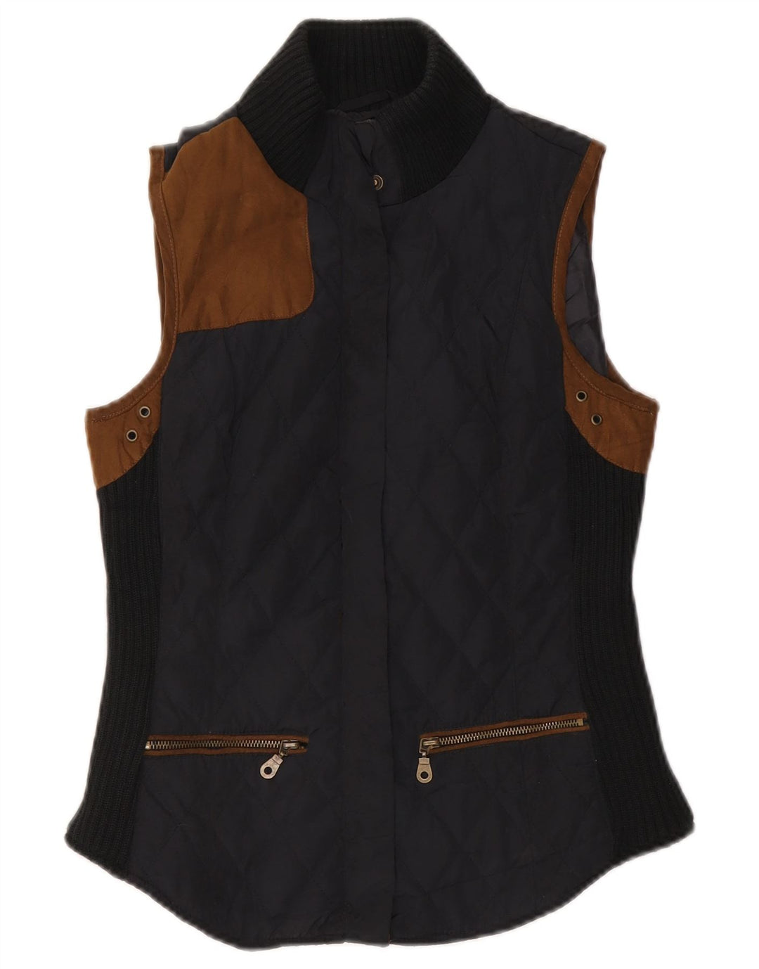 Zara Gilet matelassé pour femme UK 12 Polyester color block noir moyen