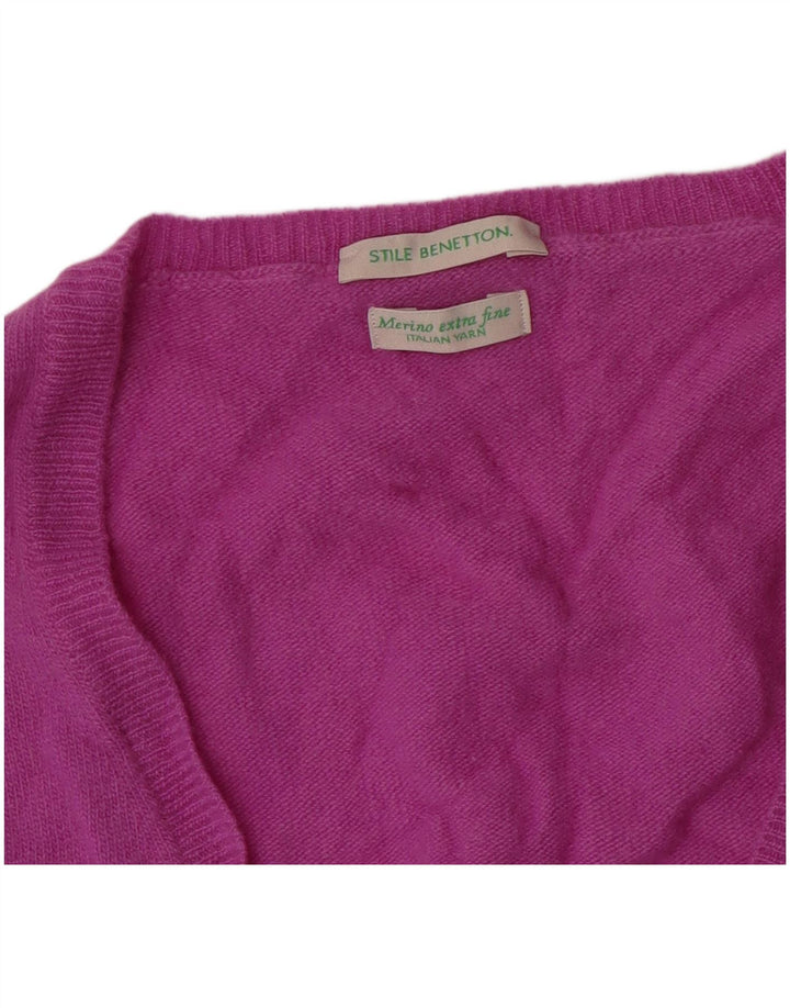 Benetton Pull Cardigan Femme UK 12 Violet Moyen