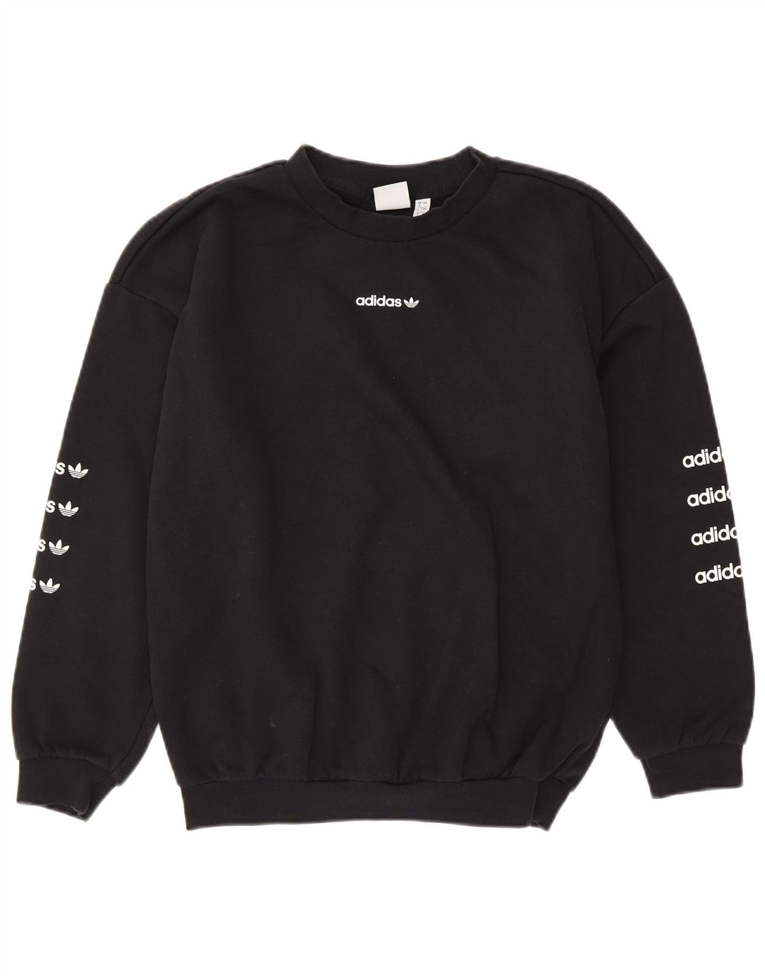 ADIDAS Sweat-shirt graphique surdimensionné pour femme UK 8 Petit coton noir