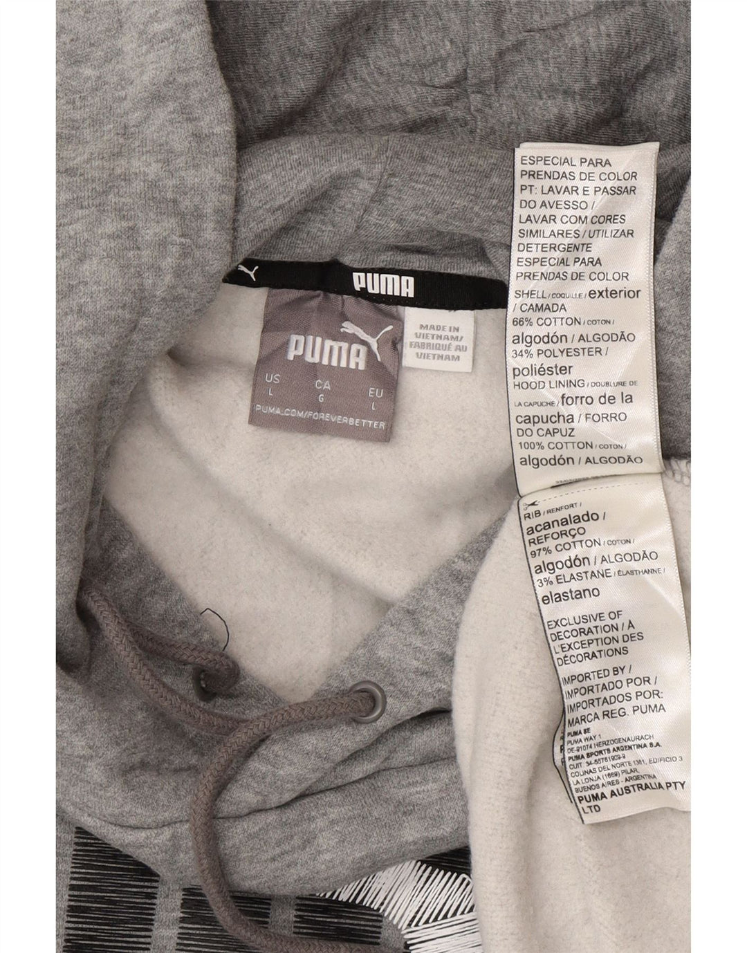PUMA Pull à capuche graphique pour hommes, grand, gris, coton