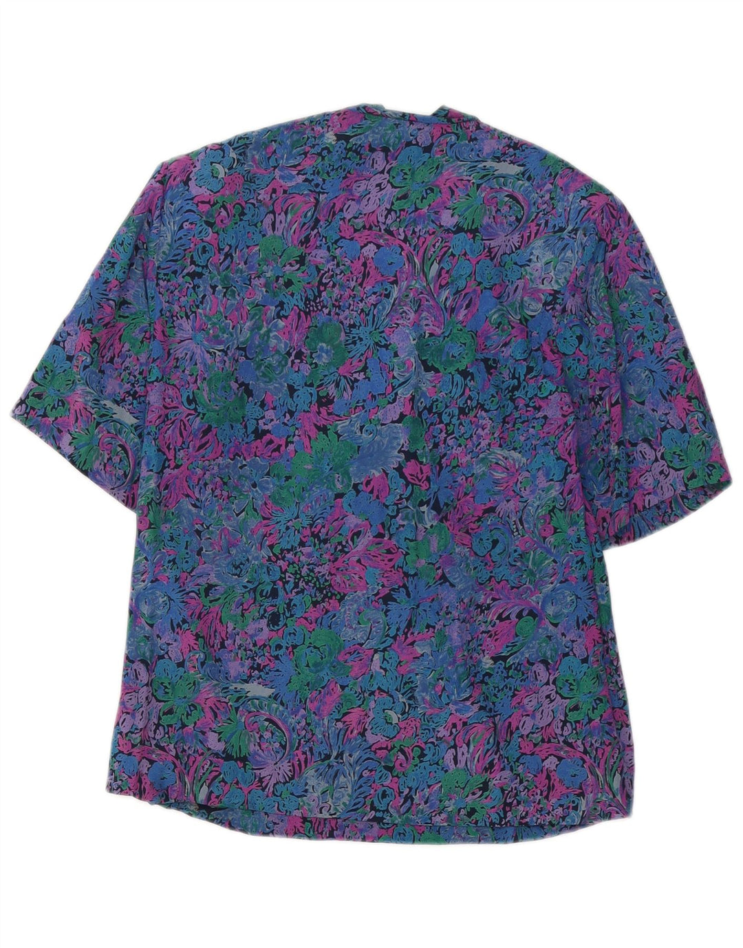 VINTAGE Chemisier Femme Top UK 12 Moyen Multicolore Floral