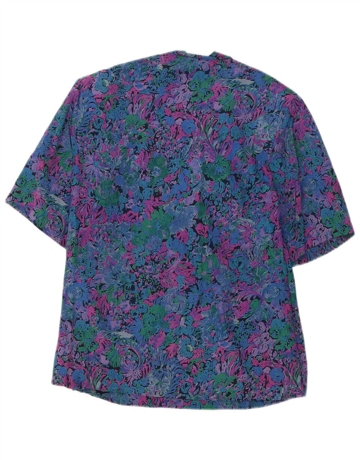 VINTAGE Chemisier Femme Top UK 12 Moyen Multicolore Floral