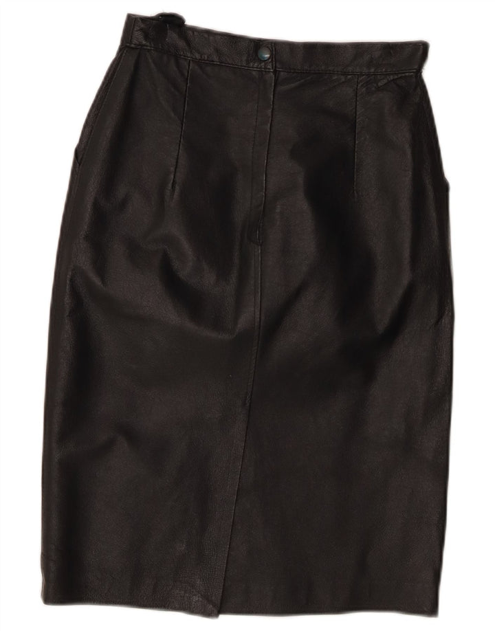 jupe en cuir femme vintage W24 XS Noir