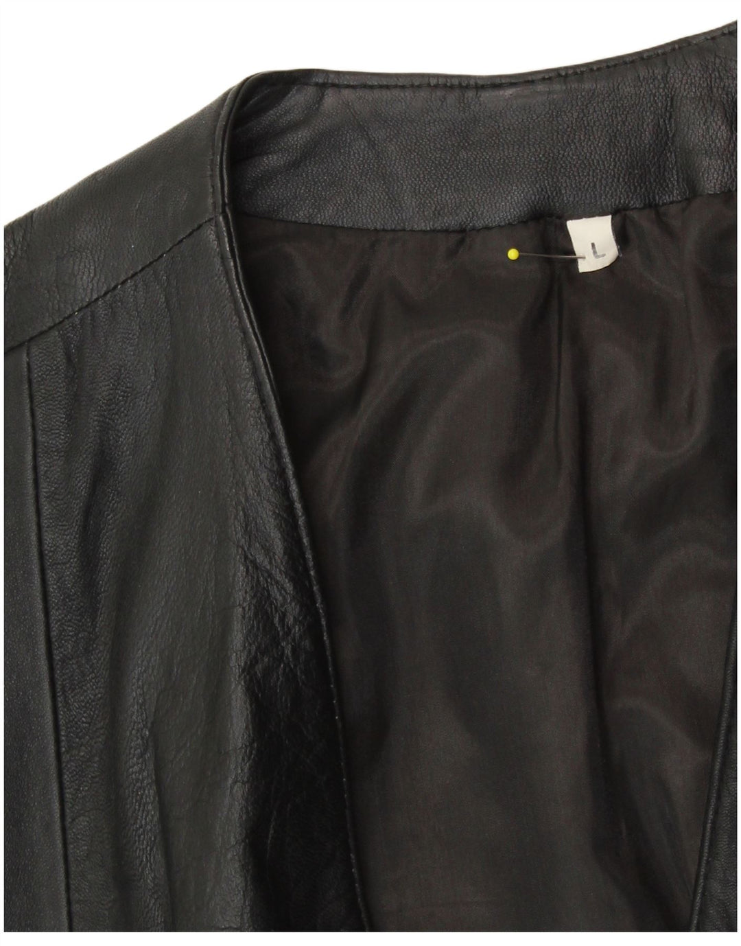 VINTAGE Mens Leather Waistcoat Large Black