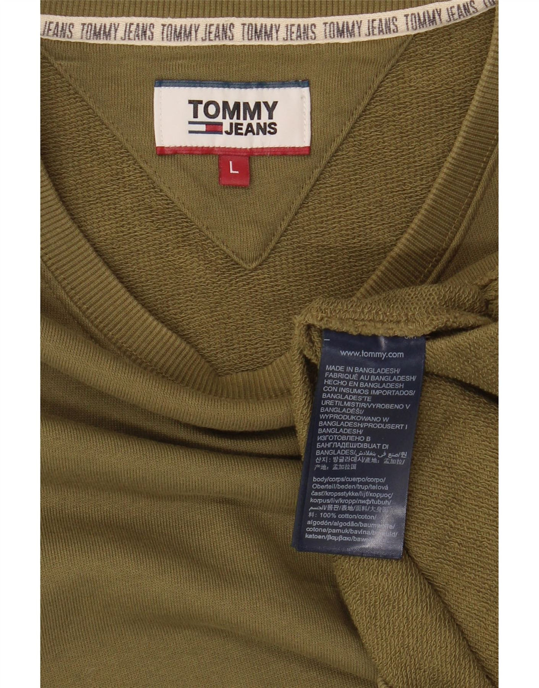 Tommy Hilfiger Sweat-shirt pour homme en coton kaki Large