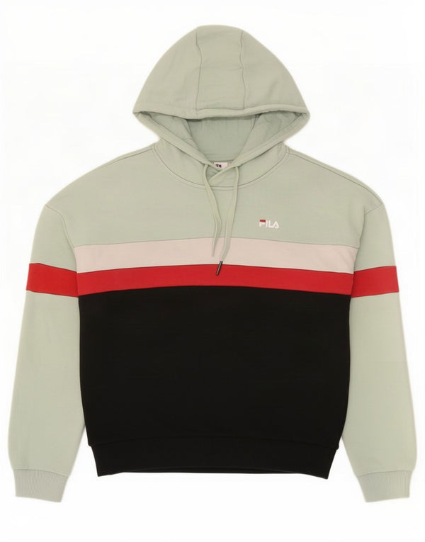 Fila Pull à capuche surdimensionné graphique pour femme UK 10 Small Vert Colourblock