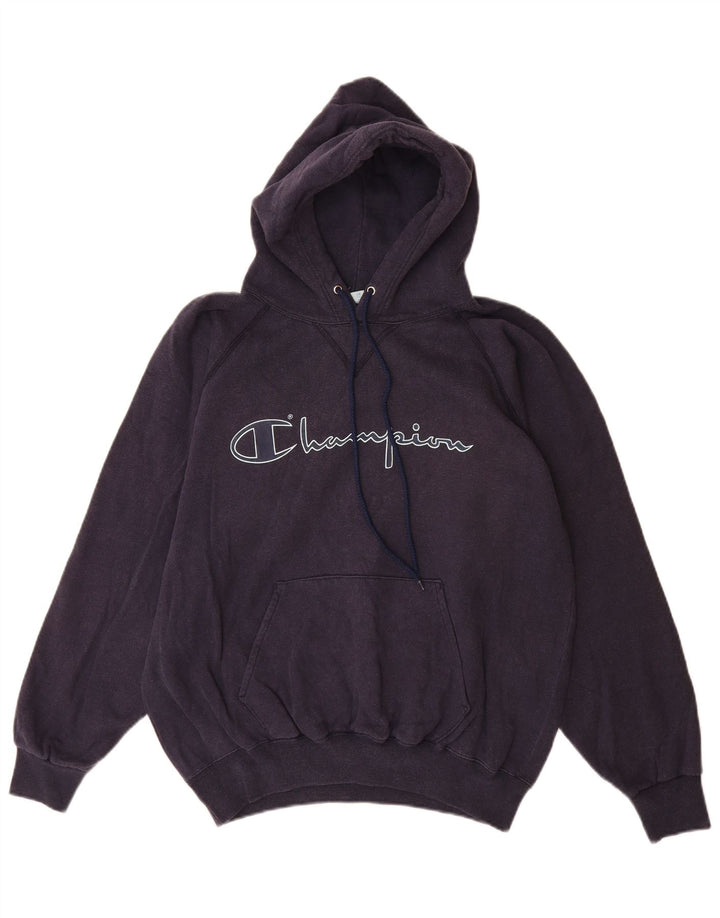 Champion Pull à Capuche Graphique Homme Bleu Marine Moyen Coton