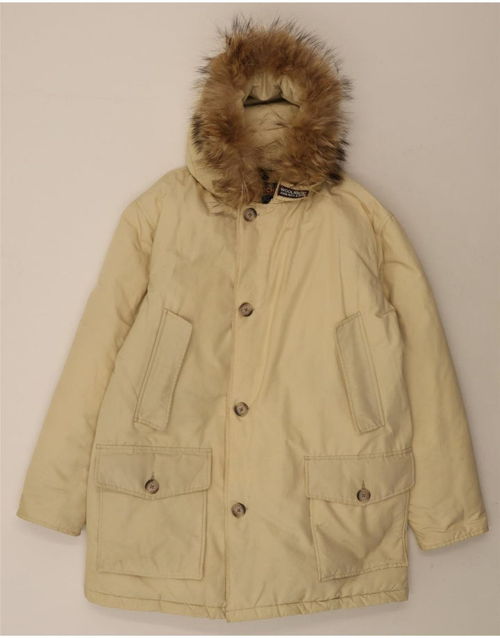 Woolrich Parka rembourrée à capuche pour homme UK 38 Beige moyen