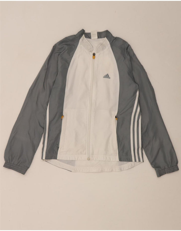 Adidas Veste de survêtement pour femme UK 10 Small Gris Colorblock