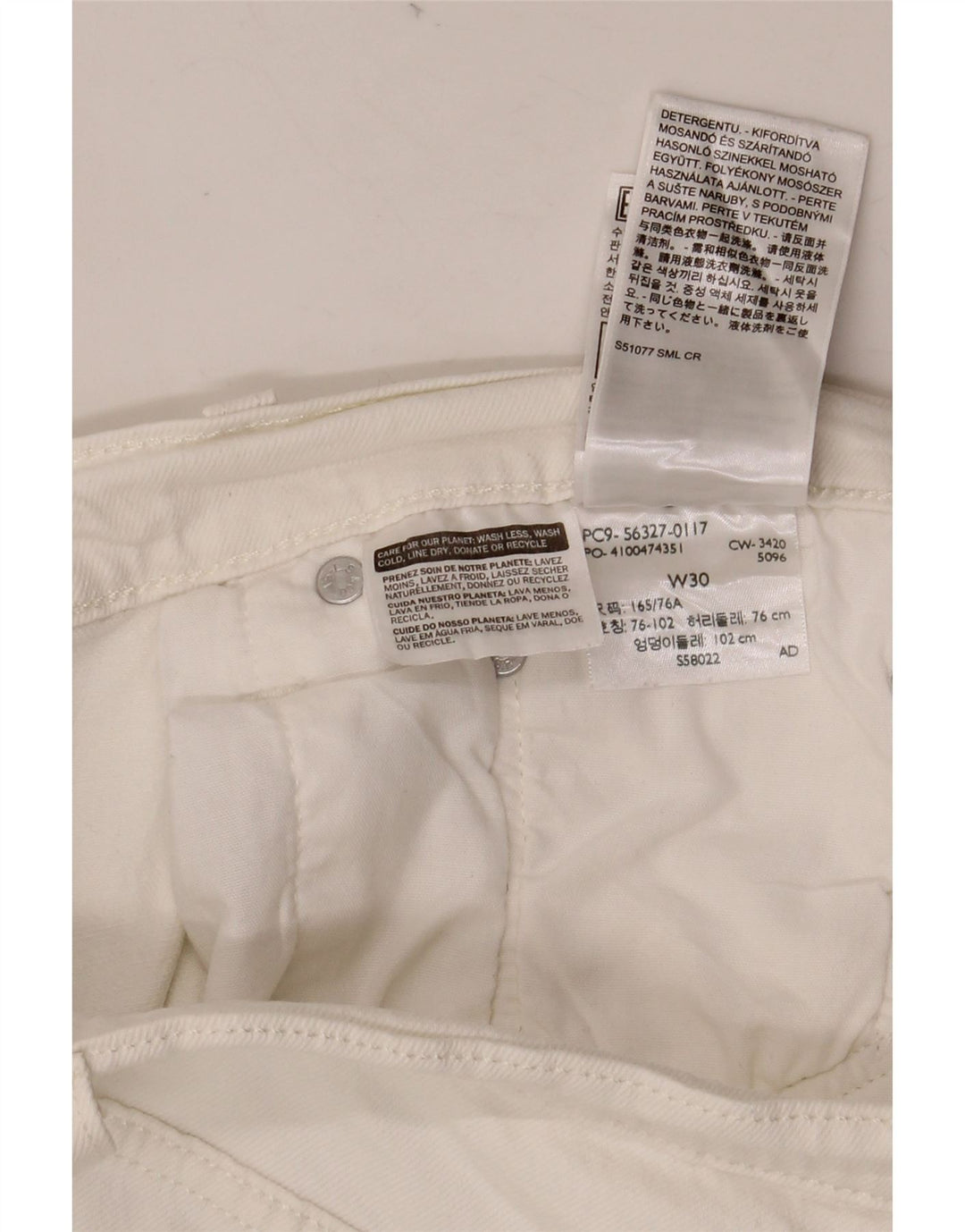 LEVI'S Short en Jean 501 Femme W30 Coton Blanc Moyen