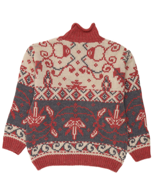 vintage Womens Turtle Neck Jumper Sweater UK 16 Grand Multicolore