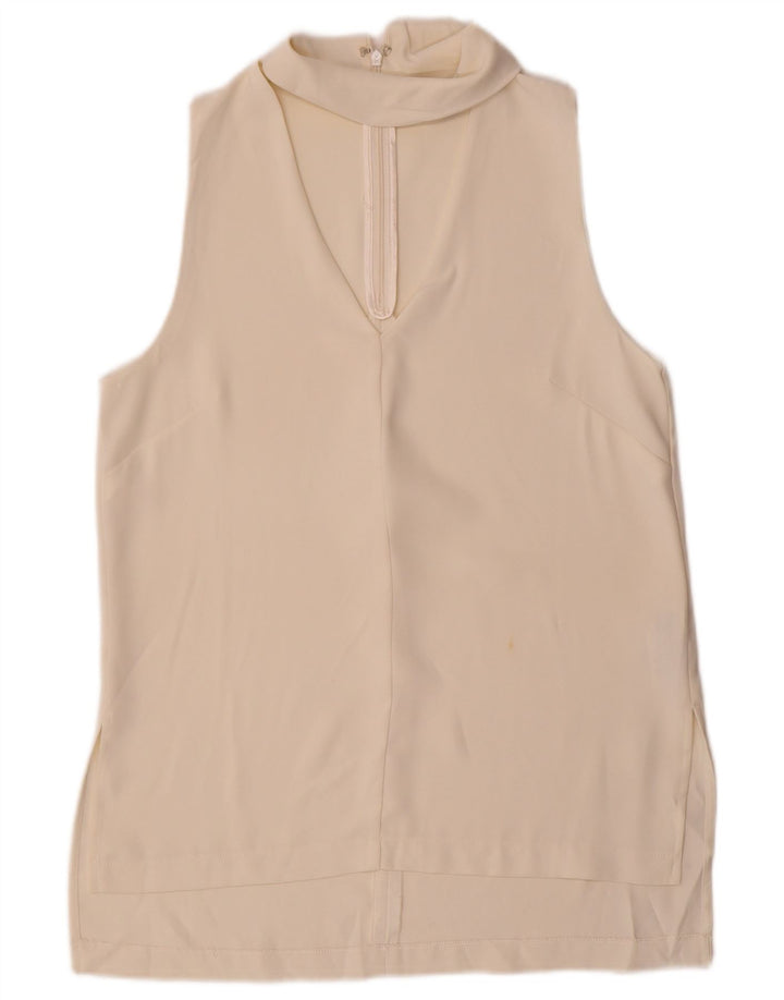 Topshop Chemisier sans manches pour femme UK 10 Petit Blanc cassé Polyester