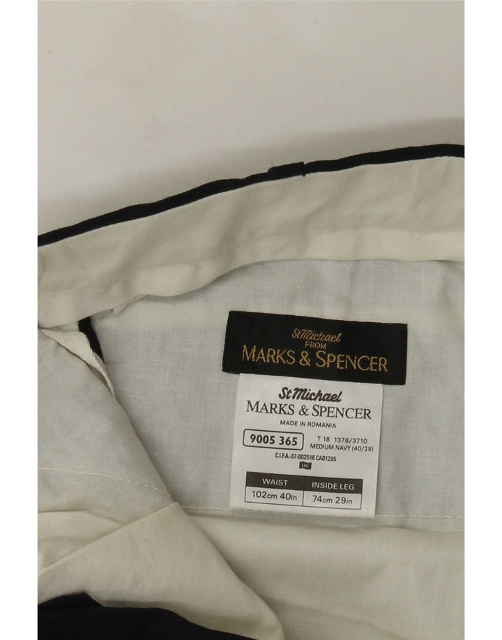 Marks & Spencer Pantalon de Costume Droit Homme W40 L29 Bleu Marine Polyester