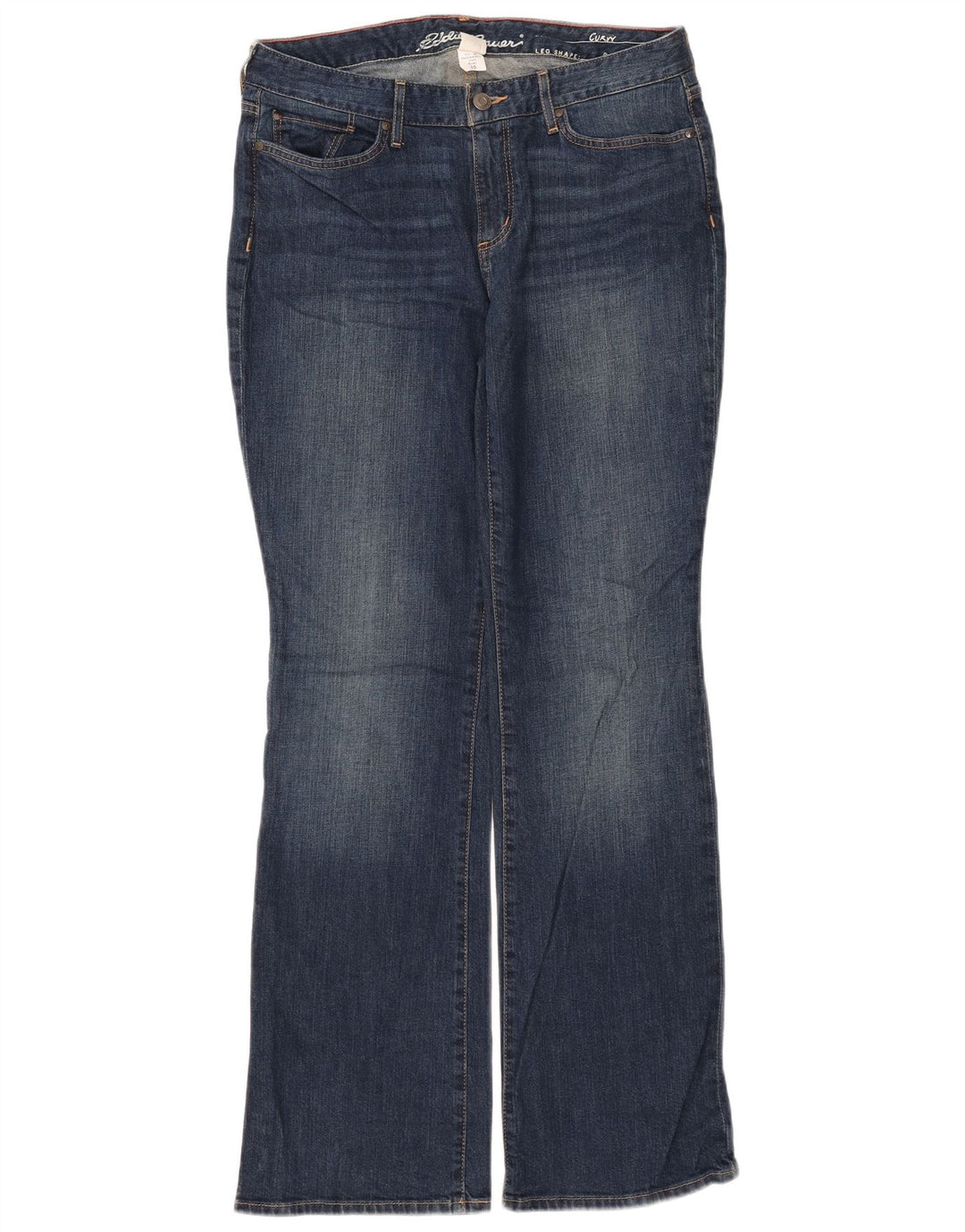 Eddie Bauer Jean bootcut courbé pour femme US 10 Large W32 L33 Bleu Coton