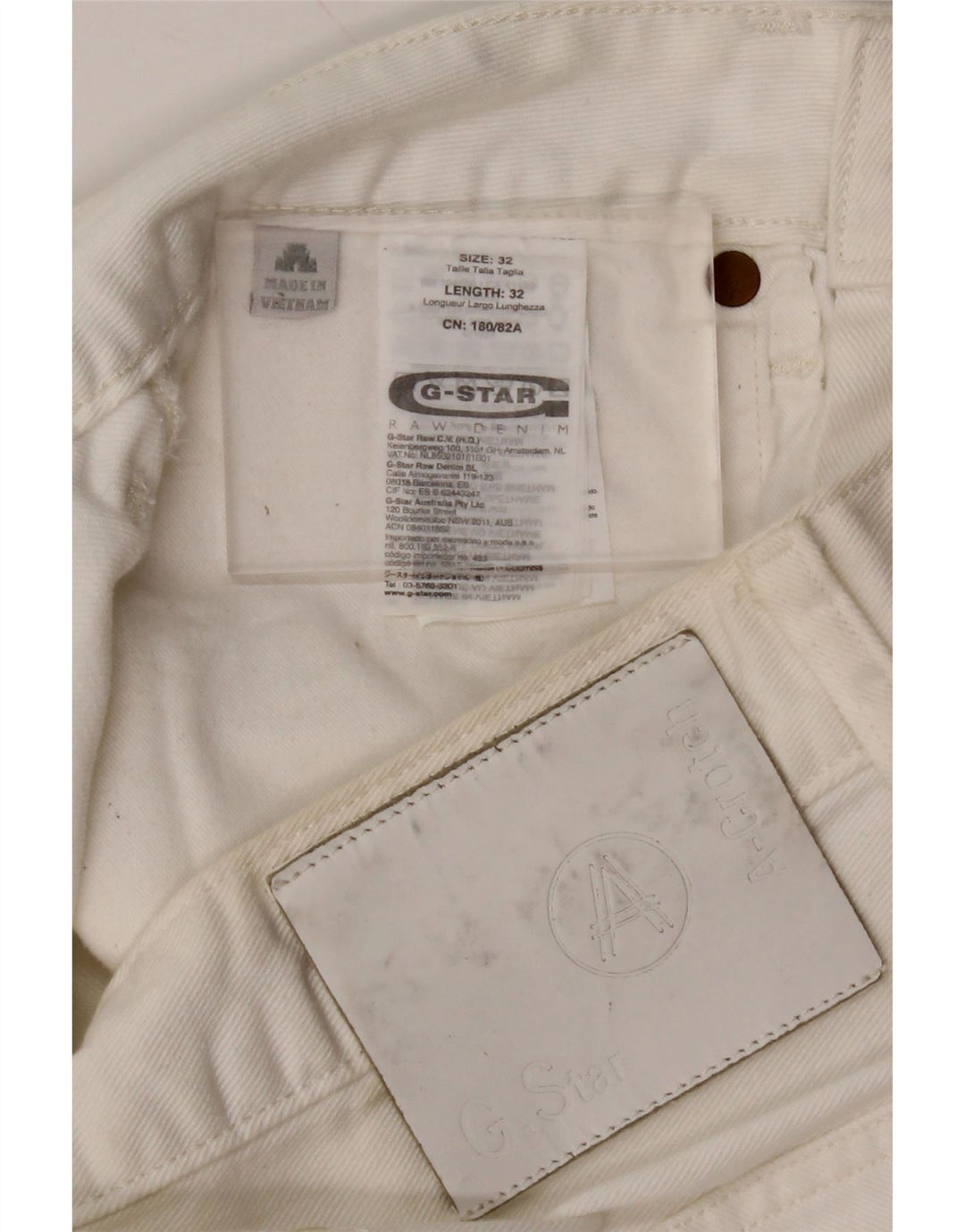 G-STAR Jean droit homme W32 L32 coton blanc