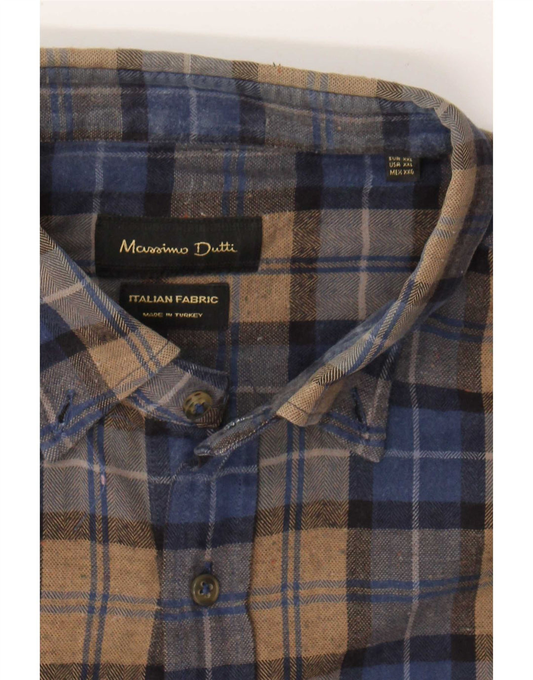 Massimo Dutti Chemise en flanelle pour homme 2XL Marron à carreaux