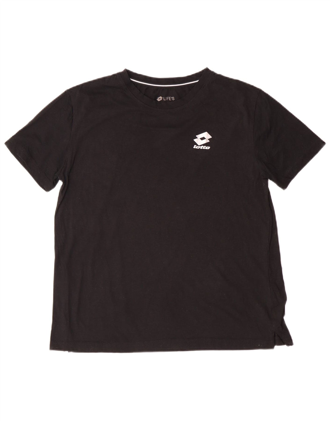 LOTTO T-Shirt Femme Top UK 16 Large Noir Coton