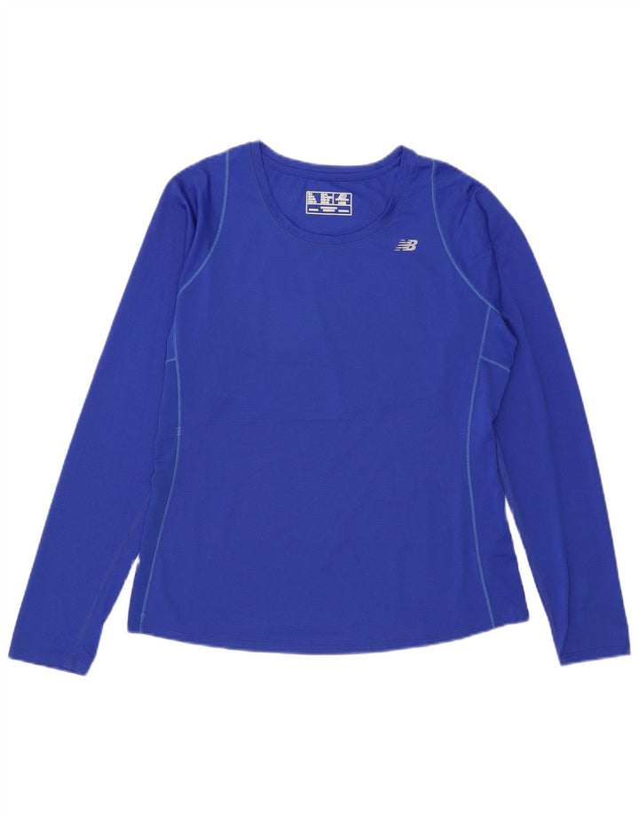New Balance Haut Femme Manches Longues UK 14 Large Bleu Polyester
