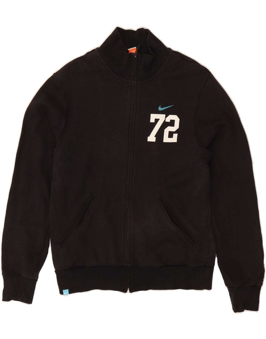 NIKE Womens Graphic Tracksuit Top Jacket UK 16 Large Black Cotton Vintage Nike and Second-Hand Nike from Messina Hembry 