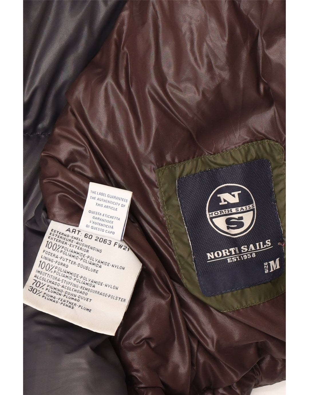 NORTH SAILS Veste matelassée homme UK 38 Marron Moyen Polyamide