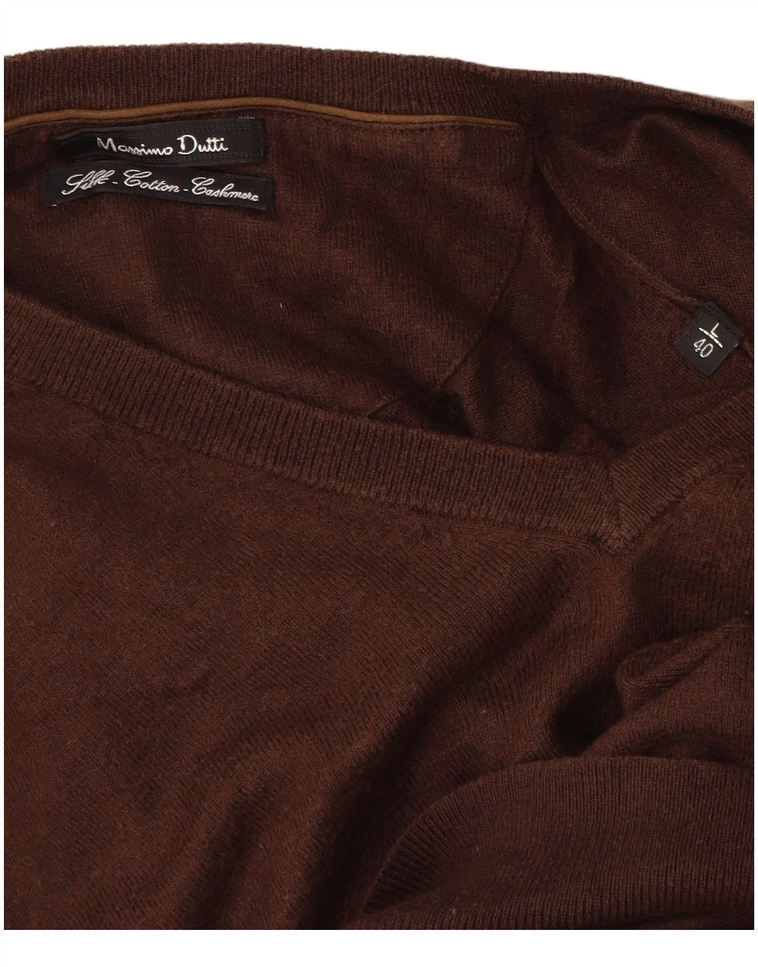 Massimo Dutti Pull col V pour homme en coton marron Taille L