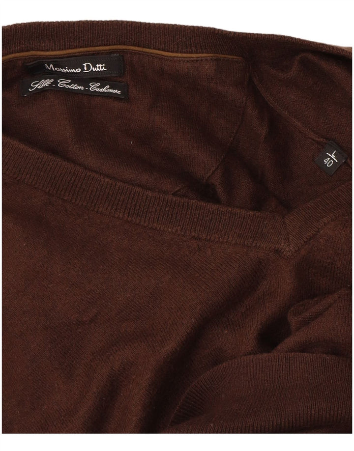 Massimo Dutti Pull col V pour homme en coton marron Taille L