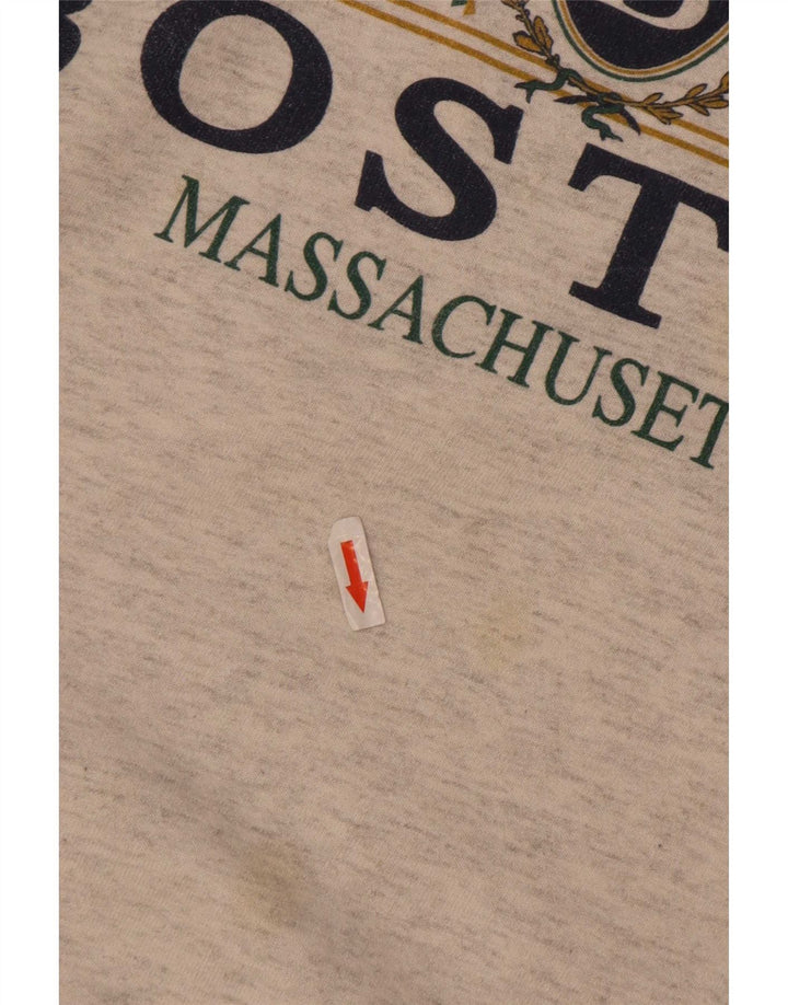Boston Mens Graphic Sweatshirt Jumper XL Gris Coton