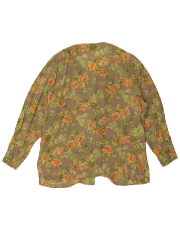 Persona Womens Shirt Blouse Taille 19 Petite Soie Florale Beige