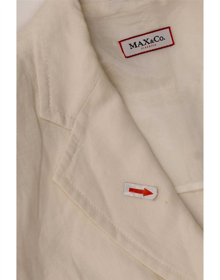 Max & Co. Veste Blazer 3 Boutons pour Femme UK 8 Petit Lin Blanc
