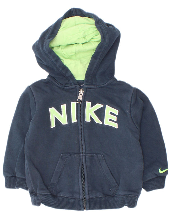 Nike Pull à capuche zippé graphique pour bébé garçon 9-12 mois en coton bleu marine
