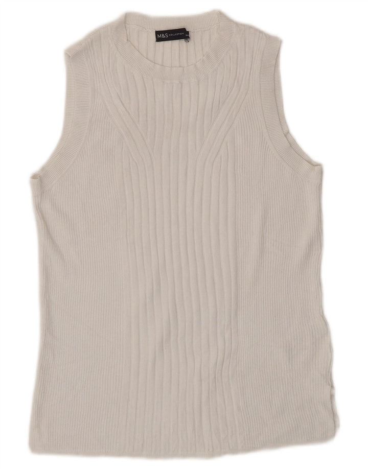 Marks & Spencer Débardeur pour femme UK 14 Large Blanc Viscose