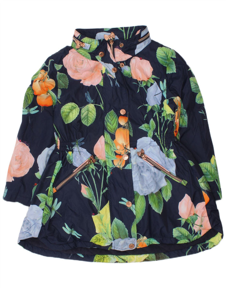 Ted Baker Imperméable Filles 6-7 ans Bleu Marine Floral Polyester